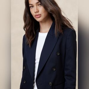 Banana Republic Stretch-Cotton Icon Blazer preppy navy